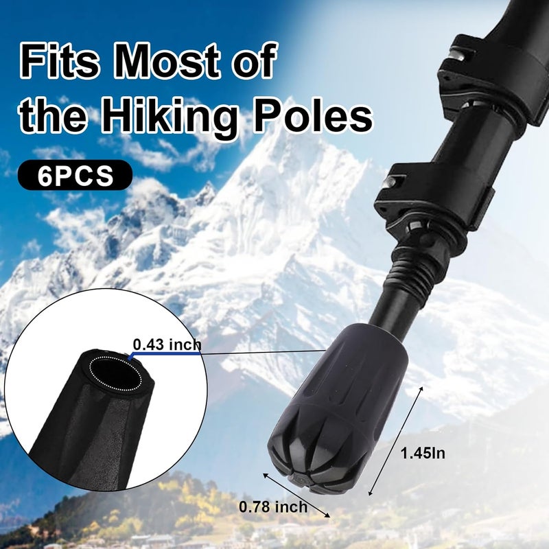 Inscool 6Pcs Replacement Cane Tips - Walking Sticks Accessories, Fit Most Trekking & Hiking Poles - Image 2